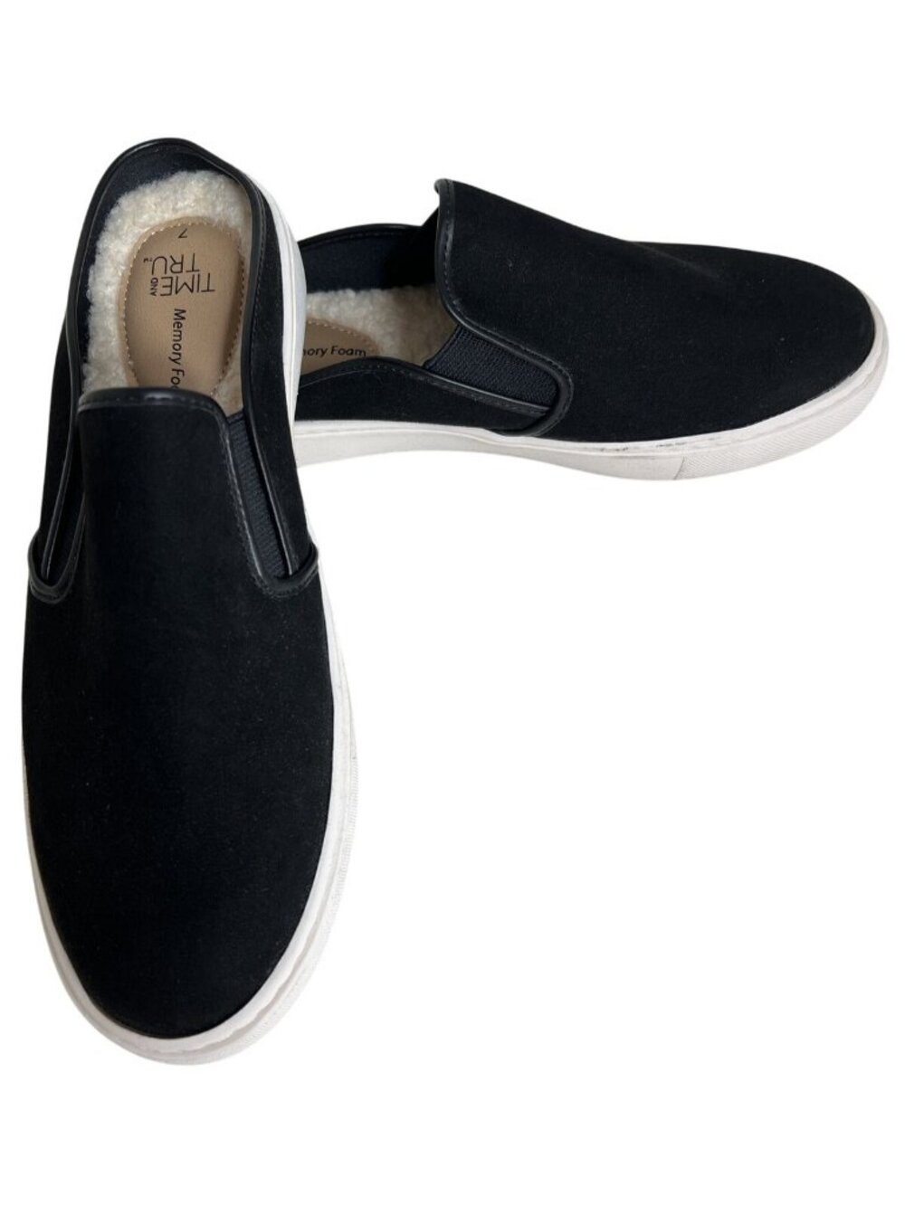 Time And Tru Womens Black Slip-On Shoes Memory Foam Sole Size 7